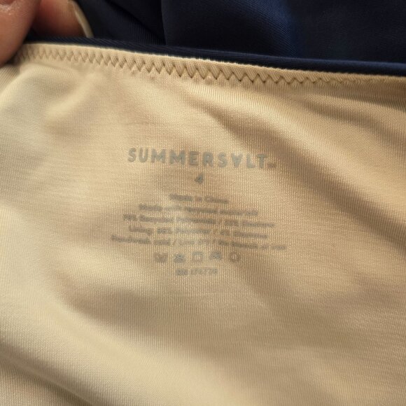 Summersalt confetti deep dive Women Criss-Cross Ruffle Swimsuit Navy Blue Sz 4 - Picture 2 of 5